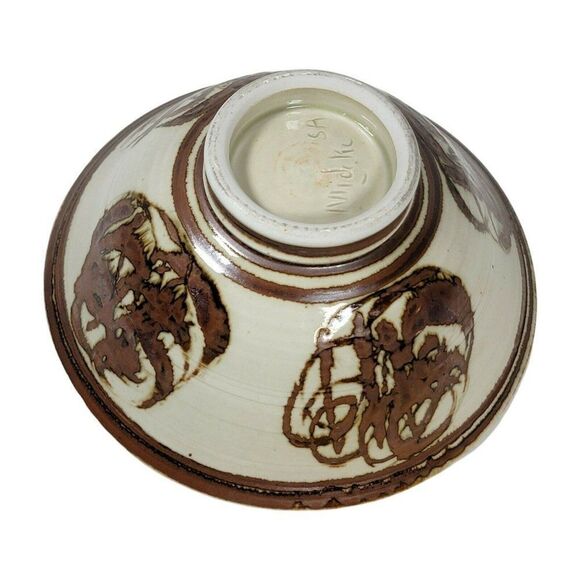 Louis Mideke Studio Pottery Northwest Oriental Symbol Serving Abstract Art Bowl - Picture 3 of 7